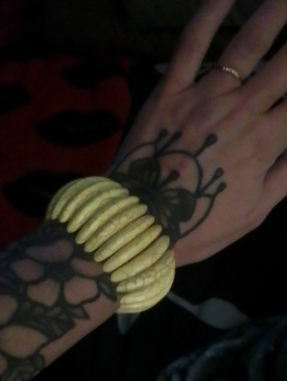 Chunky Ribbed Yellow Bangle Bracelet